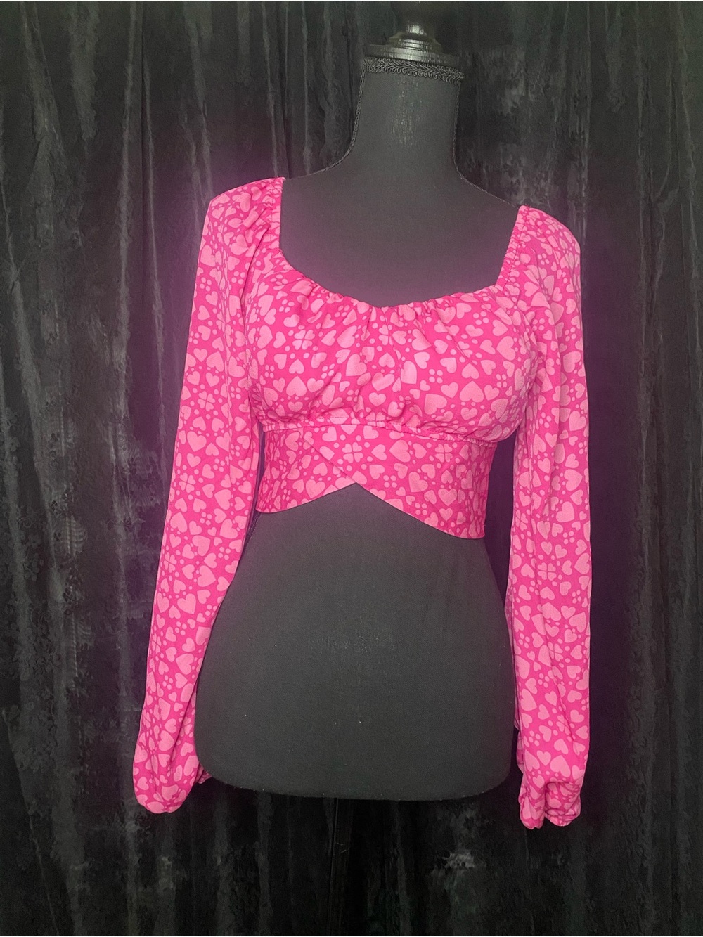 Preppy Y2K Heart Wrap Crop Top